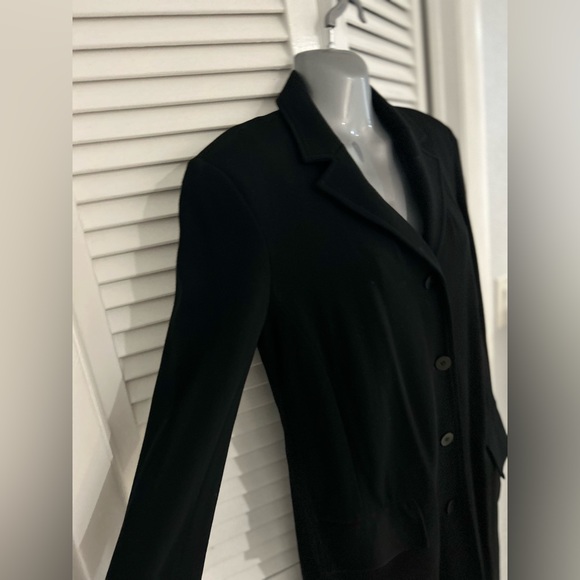 Laundry by Shelli Segal Vintage 1995 long black button up stretchy jacket size 6 - Picture 5 of 16